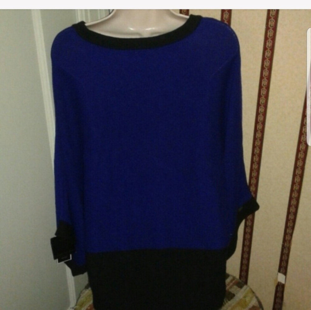 Alfani black and blue sweater top.
